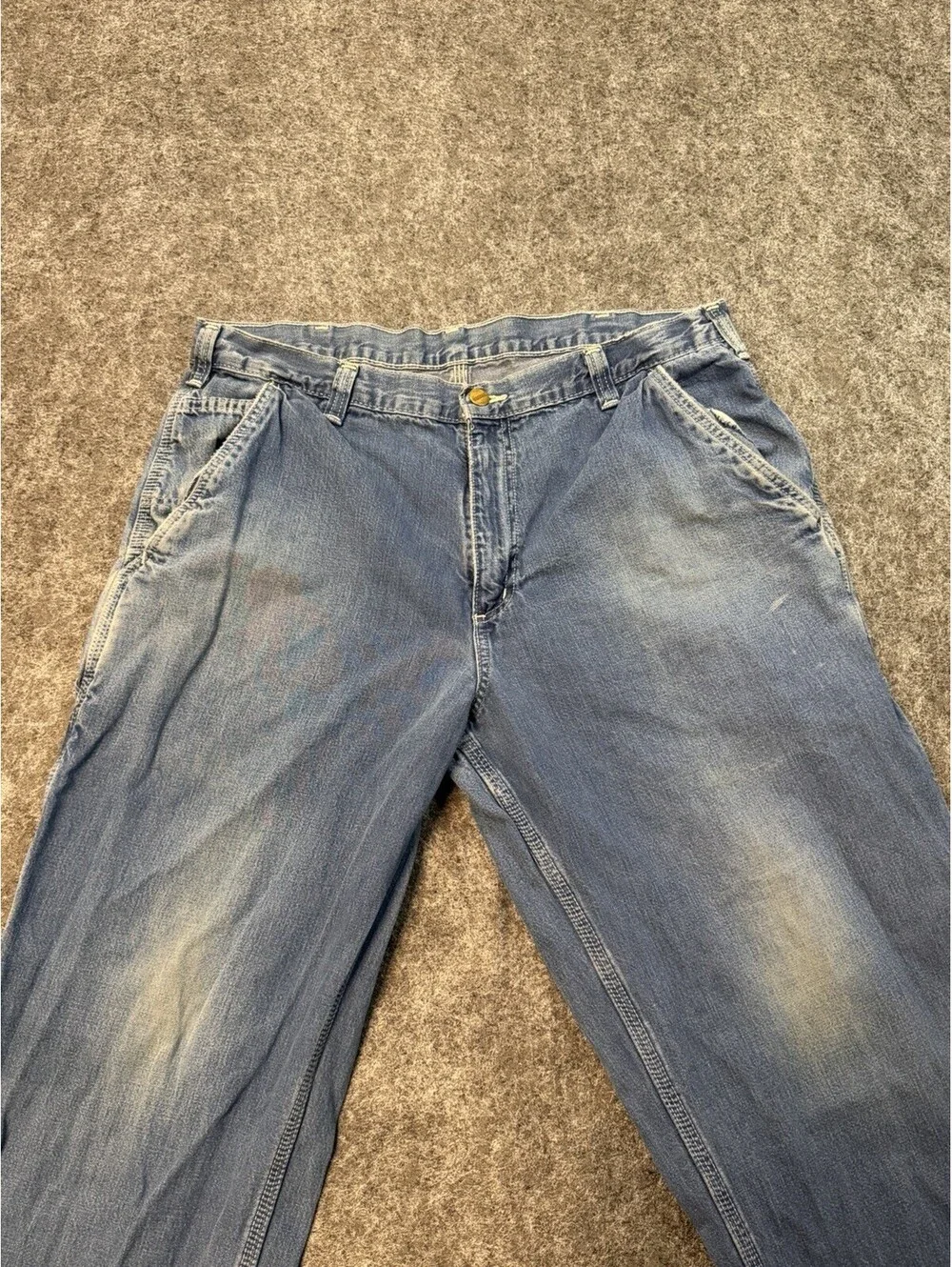 Carhartt Carpenter Jeans Mens 36x33 Light Wash Relaxed Fit Work Denim Pants